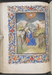 David při modlitbě, Anjou Hours, Egerton 1070, f.44v (vellum)