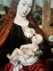 Madona s dítětem korunovaná dvěma anděly (detail).