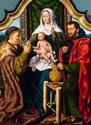 Klanění mudrců, kolem roku 1510 (tempera a olej na dřevě (dub))