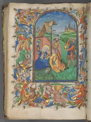 Kniha hodin Použití Utrechtu: fol. 221v, Klanění tří králů, c. 1460-1465.