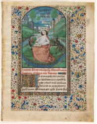 List z knihy hodin: John on Patmos 1 ze 2 vyříznutých listů, c. 1465.
