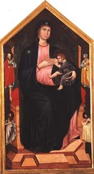 Madonna a dítě se svatými (tempera na panelu)