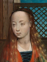 Detail Charity sv. Mikuláše, z oltářního obrazu sv. Mikuláše, kolem 1486-93 (olej na desce)