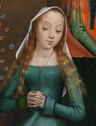 Detail Charity sv. Mikuláše, z oltářního obrazu sv. Mikuláše, kolem 1486-93 (olej na desce)