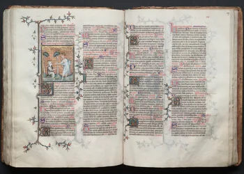 Gothajský misál: Fol. 116v, Svatá Máří Magdalena klečí, c. 1375.