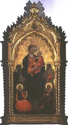 Madonna a dítě se svatými (tempera na panelu)