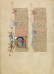 Počáteční písmeno O: Anděl svatého Matouše držící evangelium