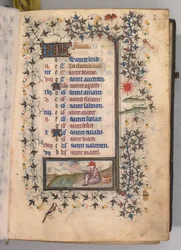 Hodiny Karla Vznešeného, krále navarrského 1361-1425: fol. 2r, únor, c. 1405.