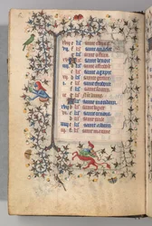 Hodiny Karla Vznešeného, krále navarrského 1361-1425: fol. 3v, březen, c. 1405.