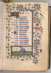Hodiny Karla Vznešeného, krále navarrského 1361-1425: fol. 4r, duben, c. 1405.