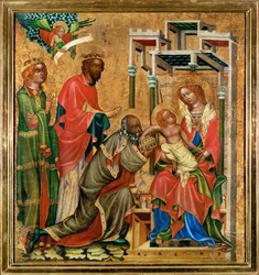 Klanění mudrců (tempera na dřevě)