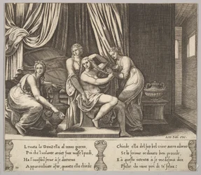 Deska 10: Nymfy pomáhající Psyche oblékat si vlasy, z 