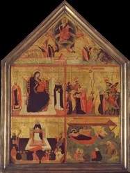 Poslední soud, Panna s dítětem s biskupem-svatým a svatým Petrem mučedníkem..., ca. 1325.