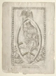 Jupiter z Tarocchi, série A: Firmaments of the Universe, #46, před rokem 1467.