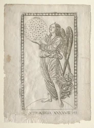 Anděl osmé koule z Tarocchi, série A..., před rokem 1467.