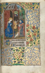 Kniha hodin Použití Rouen: fol. 56 r, Klanění s pastýři Narození Páně, c. 1470.