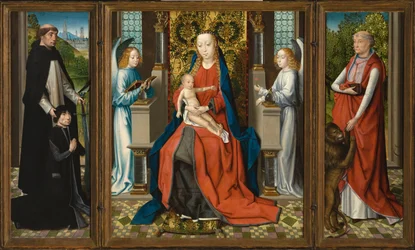 Triptych Madona s dítětem a anděly, dárce a jeho patron svatý Petr mučedník a svatý Jeroným