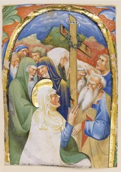 Nalezení svatého Kříže. Z rukopisného graduálu, c.1420