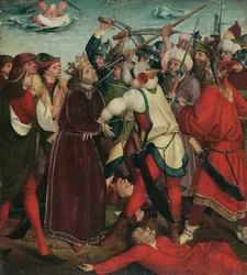 Umučení svatého Oswalda v bitvě u Maserfieldu, c. 1480-1485.