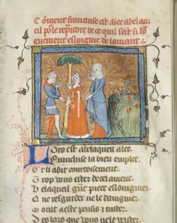 Miniatura z rukopisu Roman de la Rose od Guillaume de Lorris a Jean de Meun, cca 1365