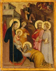 Klanění mudrců, asi 1400-10 (vaječná tempera a zlato na dřevěné desce)
