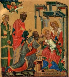 "Klanění tří králů", c1350 1955.
