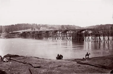Most přes řeku Tennessee v Chattanooga, ca. 1864.