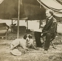 Generál Custer (1839-76) na svém velitelství, asi 1864