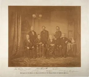 Manažeři Sněmovny reprezentantů impeachmentu, 1868 (sépiová fotografie)