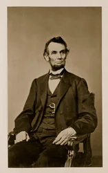 Portrét Abrahama Lincolna (1809-65) (černobílá fotografie)