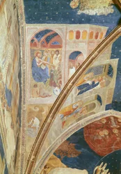 Povolání sv. Martiala, rybáře, detail ze stropu kaple Tinel s výjevy ze života sv. Martiala, 1344-45