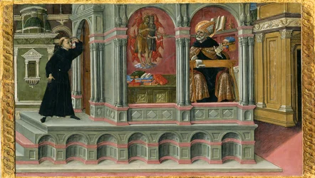 Vize svatého Augustina svatých Jeronýma a Jana Křtitele, 1476.