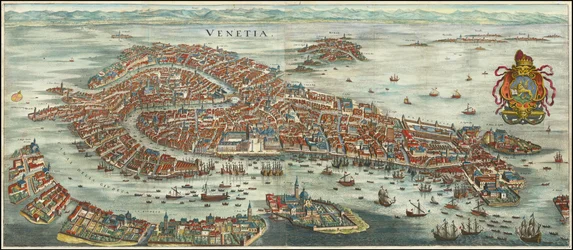 Ptačí pohled na Benátky z roku 1636, Matthäus Merian