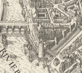 Hôtel de Nevers na Merianově plánu Paříže z roku 1615 - David Rumsey