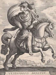 Císař Vespasianus na koni, ze série Prvních dvanáct římských Caesarů, deska 1..., 1610-50.