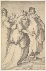 Tři Haloed ženské postavy, ca. 1610-50.