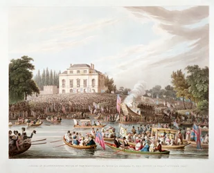 Pohled na řeku Temži v Brandenburgh House, Hammersmith, Londýn, 1821