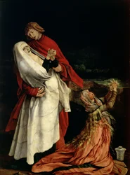Panna Marie Magdaléna u paty kříže, detail z Isenheimského oltářního obrazu, asi 1510-15 (detail z 3706)