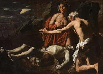 Adam a Eva truchlí nad Abelovou smrtí, 1632-1635.