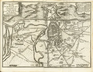 Beleg van Turijn, 1706 Plán města a citadely v Turíně, jak byly obleženy Francouzi (název na objektu)