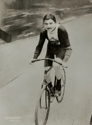 Portrét německého cyklisty Thaddeuse Robla ( 1877)