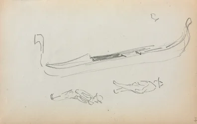 Italský náčrtník: Gondola a dva gondoliéři strana 14, 1898-1899.
