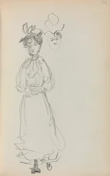 Italský náčrtník: Stojící žena, strana 52, 1898-1899.