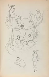 Italský náčrtník: Dvě gondoly s figurami, 1898-1899.