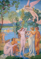 Příběh Psyché, panel I. Eros je zasažen Psyché krásou
