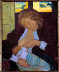 Mladá žena kojící 20. století