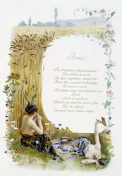 srpen “” La Chanson du mois”” od Jérôme Doucet, ilustrace - Maurice Leloir, ed. Remeš 1904. L. Michaud