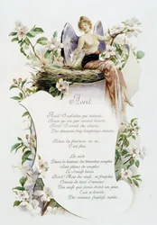 Duben „Song of the month“ od Jérôma Douceta, ilustrace - Maurice Leloir, ed. Remeš 1904. L. Michaud