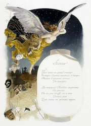 Únor „“La Chanson du mois““ od Jérôme Doucet, ilustrace - Maurice Leloir, ed. Remeš 1904. L. Michaud