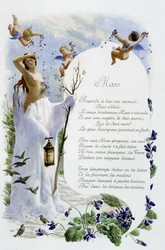 Mars „La Chanson du mois““ od Jérôma Douceta, ilustrace - Maurice Leloir, ed. Remeš 1904. L. Michaud